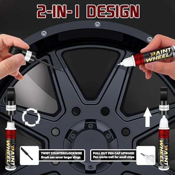 xdotoar MATTE BLACK RIM TOUCH UP PAINT, EFFICIENT WHEEL PAINT PEN FOR METAL, ALSO MATCH FLAT BLACK, SEAMLESS REPAIR CAR, FAUCET AND MORE, COLOR ACCURATE, LONG LASTING ADHENSION, QUICK DRYING, EASY TO USE - Image 5